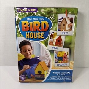 Made By Me Paint Your Own Bird House Kit Kids DIY Wooden Craft Activity Set New